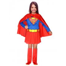 Supergirl meisjes vermomming - Thema: Bekende personages - Blauw - Maat 128/140 (8-10 jaar)