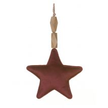 Bordeauxrood fluwelen sterhanger 15 cm voor kerstboom - Thema: Destockage IT - Rood - Maat Uniek Formaat
