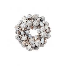 Besneeuwde kerstkrans 24 cm, dennenappels en bessen - Thema: Destockage IT - Grijs, Wit - Maat Uniek Formaat