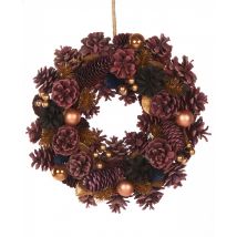 Sprookjesachtige Kerstkrans 30 cm en gouden ballen - Thema: Feeën wereld - Roze - Maat Uniek Formaat