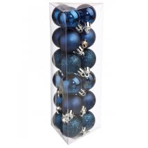 18 mini nachtblauwe kerstballen 3 cm mat en glanzend - Thema: Destockage IT - Blauw - Maat Uniek Formaat