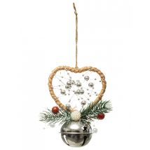 Ophanghart met belletje 12 cm natuurlijk touw - Thema: Destockage IT - Zilver / Grijs - Maat Uniek Formaat