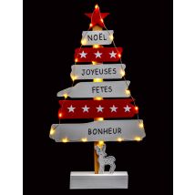 Lichtgevende Kerstboom Decoratie Rood en Wit 50 cm met LED - Grijs, Wit - Maat Uniek Formaat