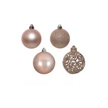 16 kleine kerstballen roségoud 6 cm glanzend en mat - Thema: Feeën wereld - Roze - Maat Uniek Formaat