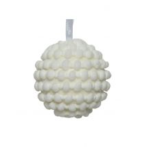 Kerstbal met katoen- en glinstereffect 8 cm polaire sfeer - Thema: Destockage IT - Grijs, Wit - Maat Uniek Formaat