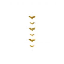 Metallic gouden vleermuis slinger 150 x 11 cm - Thema: Halloween - Goud - Maat Uniek Formaat