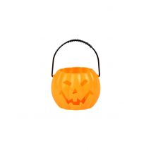 Halloween lichtgevende pompoen 10 cm - Thema: Spinnen + pompoenen - Zwart - Maat Uniek Formaat