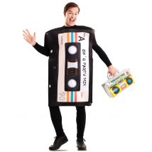 Humoristische vermomming audiocassette voor volwassenen - Thema: Jaren 80 - Zwart - Maat One size