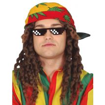 Pixel zonnebril volwassenen - Thema: Carnaval accessoire - Zwart - Maat Uniek Formaat