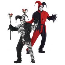 Angstaanjagend harlekijnkoppelkostuum voor volwassenen - Thema: Circus/ Clowns - Multicolore - Maat Uniek Formaat
