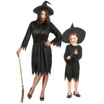 Halloween moeder dochter heksenpaarkostuum - Thema: Magie en Horror - Zwart - Maat Uniek Formaat