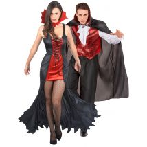 Halloween-vampierkoppelkostuum voor volwassenen - Thema: Magie en Horror - Zwart - Maat Uniek Formaat