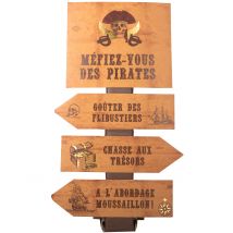 Paneel piraten richtingspijlen 75 x 40 cm - Thema: Piraten - Bruin - Maat Uniek Formaat