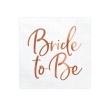 20 Bride to be roségouden servetten 33 x 33 cm - Thema: Kleuren - Grijs, Wit - Maat Uniek Formaat
