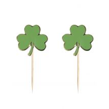 10 houten klavertjes Saint Patrick 8 x 5 cm - Thema: Sfeer decoratie - Groen - Maat Uniek Formaat