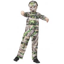 Groene zombie-mummie vermomming voor kinderen - Thema: Magie en Horror - Groen - Maat 128/140 (7-9 jaar)