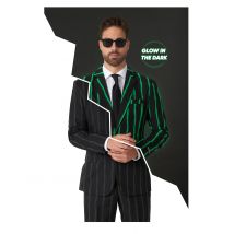 Suitmeister pak met glow-in-the-dark streep voor volwassenen - Thema: Fluo en fosfo - Zwart - Maat XL (EU 58)