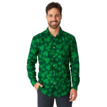 Saint Patrick Suitmeister herenoverhemd met klavertjes - Thema: Chemises - Groen - Maat L (EU 54)