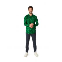 Saint Patrick Suitmeister herenoverhemd met klavertjes - Thema: Chemises - Groen - Maat L (EU 54)