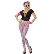 Veelkleurig verkleedkostuum voor dames met panterprint uit de jaren 80 - Thema: Jaren 80/90 - Multicolore - Maat XS