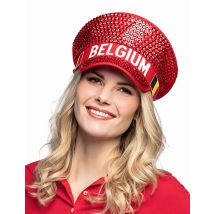 België supporter strass cap volwassene - Thema: Nationaliteit en Supporters - Zwart - Maat Uniek Formaat