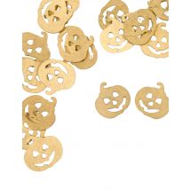 Tafelconfetti goudkleurige pompoen van hout 2 cm - Thema: Spinnen + pompoenen - Goud