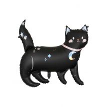 Aluminium ballon zwarte kat Halloween 48 x 36 cm - Thema: Heksen - Zwart - Maat Uniek Formaat