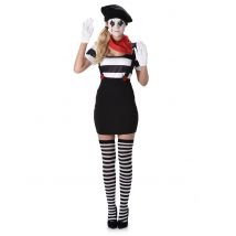Zwart-wit mime kostuum dames - Thema: Mime - Zwart - Maat Uniek Formaat
