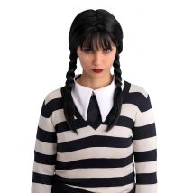 Gothic pruik met zwarte vlechten voor vrouwen - Thema: Magie en Horror - Zwart - Maat Uniek Formaat