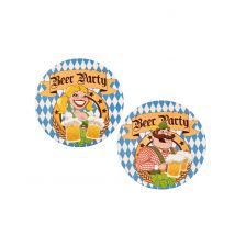 10 onderzetters bierfeest 10 cm - Thema: Beier + Tiroler - Grijs, Wit