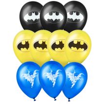 10 Batman latex ballonnen 25x32cm - Thema: Bekende personages - Multicolore