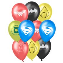 10 Ballonnen latex Justice League 25 x 32 cm - Thema: Bekende personages - Multicolore