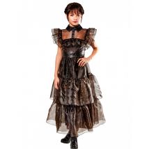 Baljurk kostuum Wednesday Addams voor kinderen - Thema: Halloween - Zwart - Maat 128/140 (9-10 jaar)