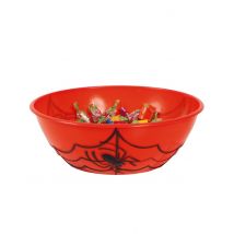 Plastic snoepschaal oranje Halloween - Thema: Spinnen + pompoenen - Oranje