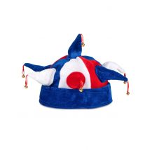 Driekleurige narrenhoed blauw wit rood - Thema: Nationaliteit en Supporters - Grijs, Wit