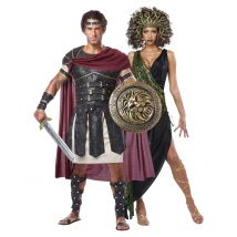 Gladiator en Medusa paar kostuum - Thema: Oudheid - Bruin - Maat Uniek Formaat