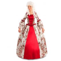 Barok prinsessenkostuum met bloemen voor dames - Thema: Prinsessen - Rood - Maat XL / XXL