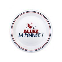 6 Frankrijk bordjes Allez la France 23 cm - Thema: Nationaliteit en Supporters - Grijs, Wit