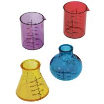 4 veelkleurige namaak laboratoriumbekers van 6 cm - Thema: Magie en Horror - Multicolore