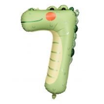 Krokodil folieballon nummer 7 56 x 85 cm - Thema: Dieren - Groen