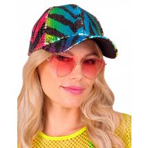 Tijger Paillettenpet voor volwassenen - Thema: Glitter - Multicolore - Maat Uniek Formaat