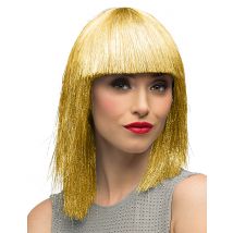 Iriserende pruik voor dames goud - Thema: Disco - Goud - Maat Uniek Formaat