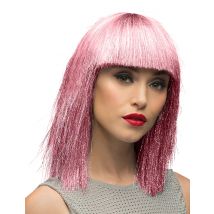 Iriserende pruik voor dames roze - Thema: Disco - Roze - Maat Uniek Formaat