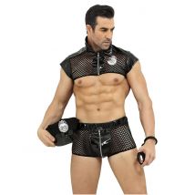 Sexy politieagent kostuum voor mannen Luxe - Zwart - Maat S (36)