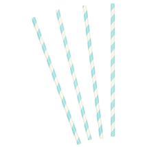 10 pastelowych niebieskich słomek w paski 19,5 cm