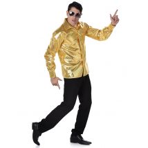 Męska złota cekinowa koszula disco