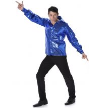 Męska niebieska cekinowa koszula disco