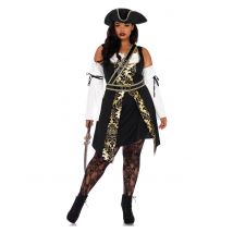 Damski kostium plus size złoty wzór oceanu pirat