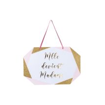 Kartonowa tabliczka miss staje się panią różowe białe złoto 25 x 16,5 cm