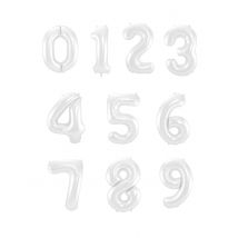 Balon foliowy cyfra biały matowy 86 cm na urodziny